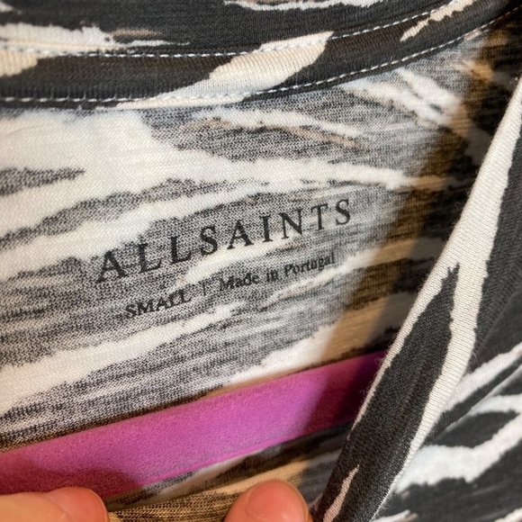 All Saints Zee Imogene Tank Top Small Zebra Print Sleeveless Cotton Top Black - Picture 3 of 9